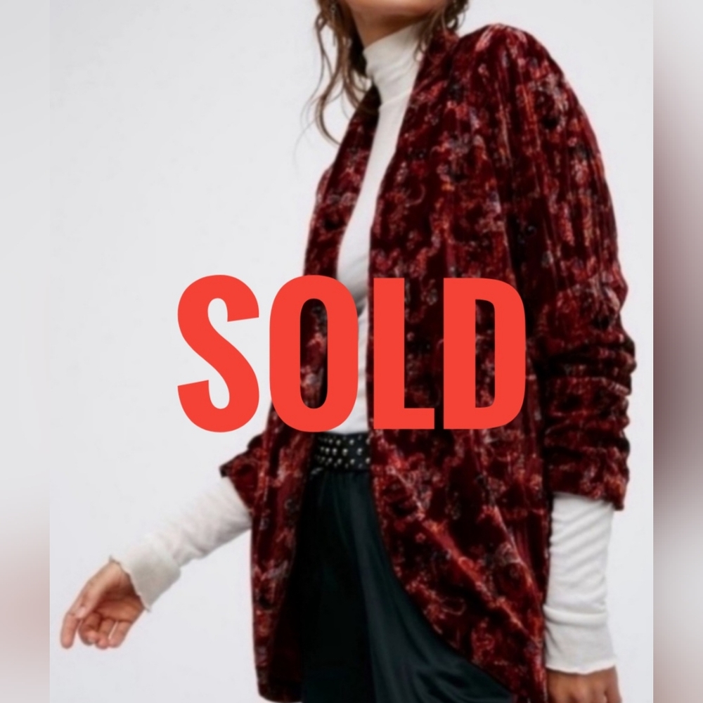 Free people Red Velvet Blazer Jacket Size M